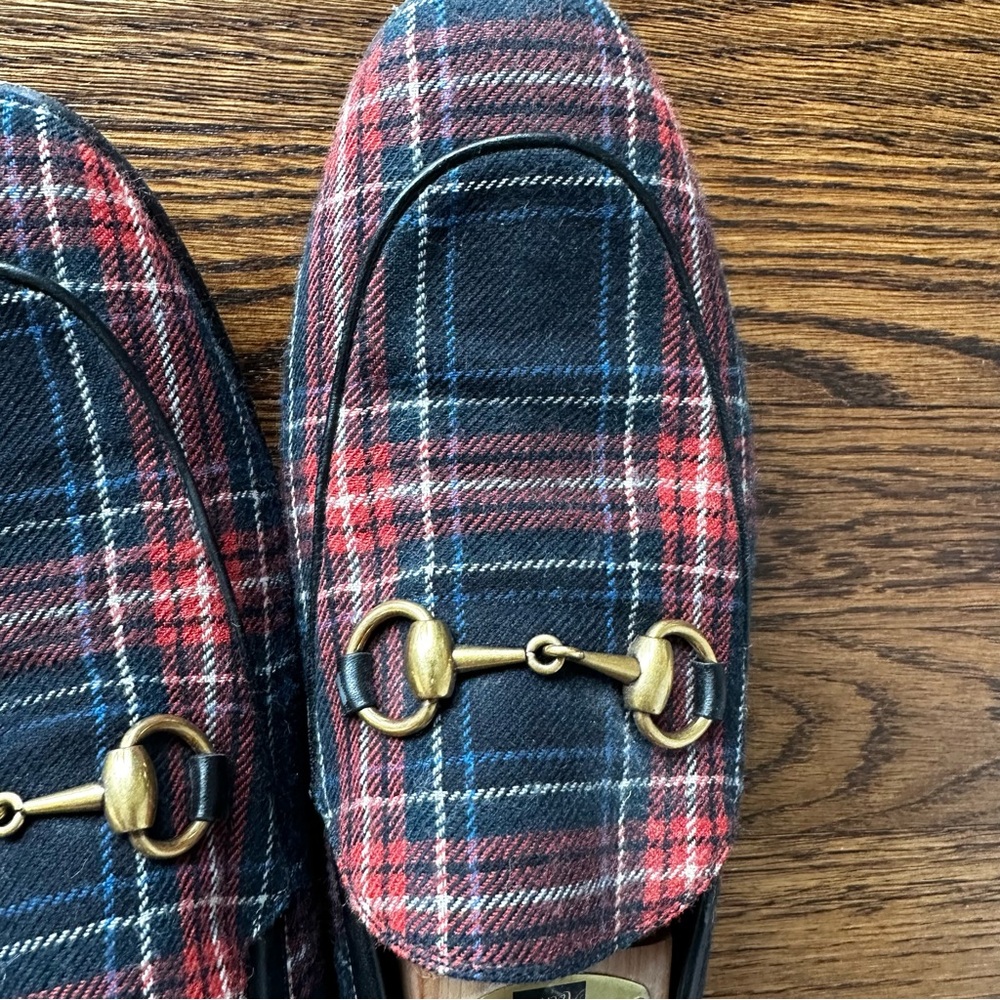 Authentic Men’s Gucci Jordaan Tartan Red & Blue Loafers - Picture 6 of 12